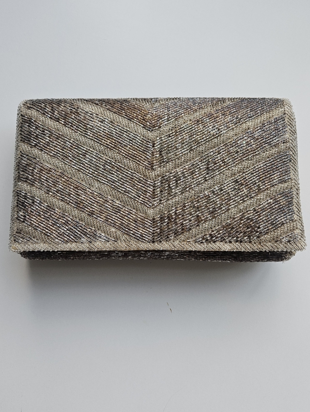 Vintage Walborg Bronze Geo Small Beaded Evening Clutch